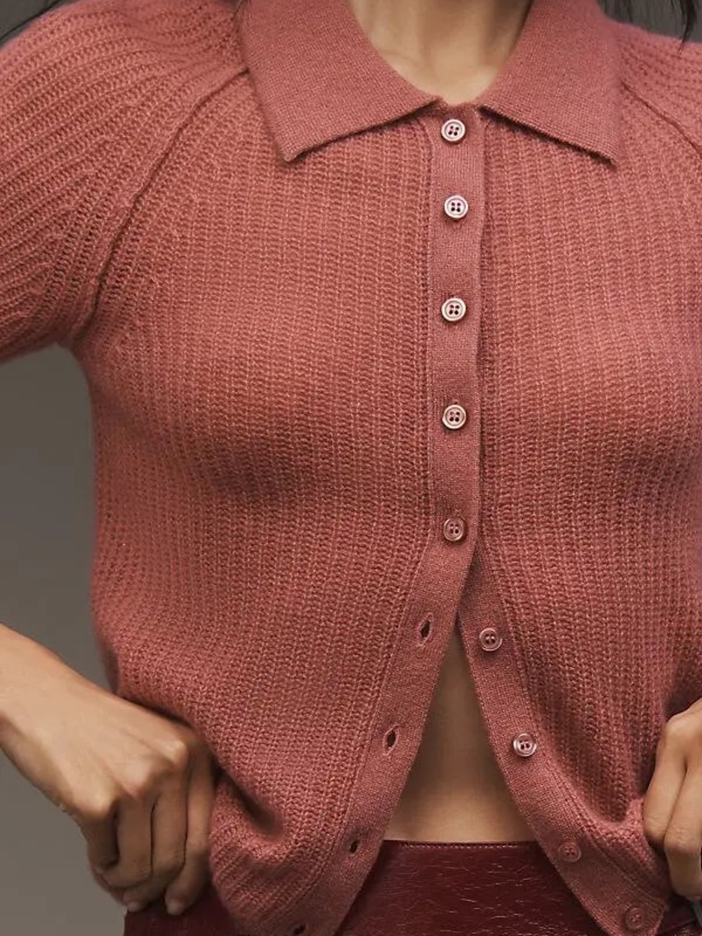 Pilcro Short Sleeve Polo Cashmere Sweater - Picture 3 of 5